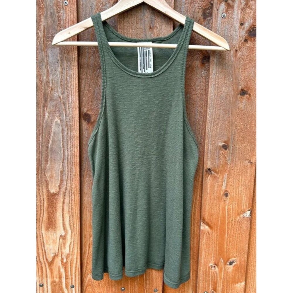 Free People We The Free Olive Green Ribbed Tank Top Casual Loungewear Size M